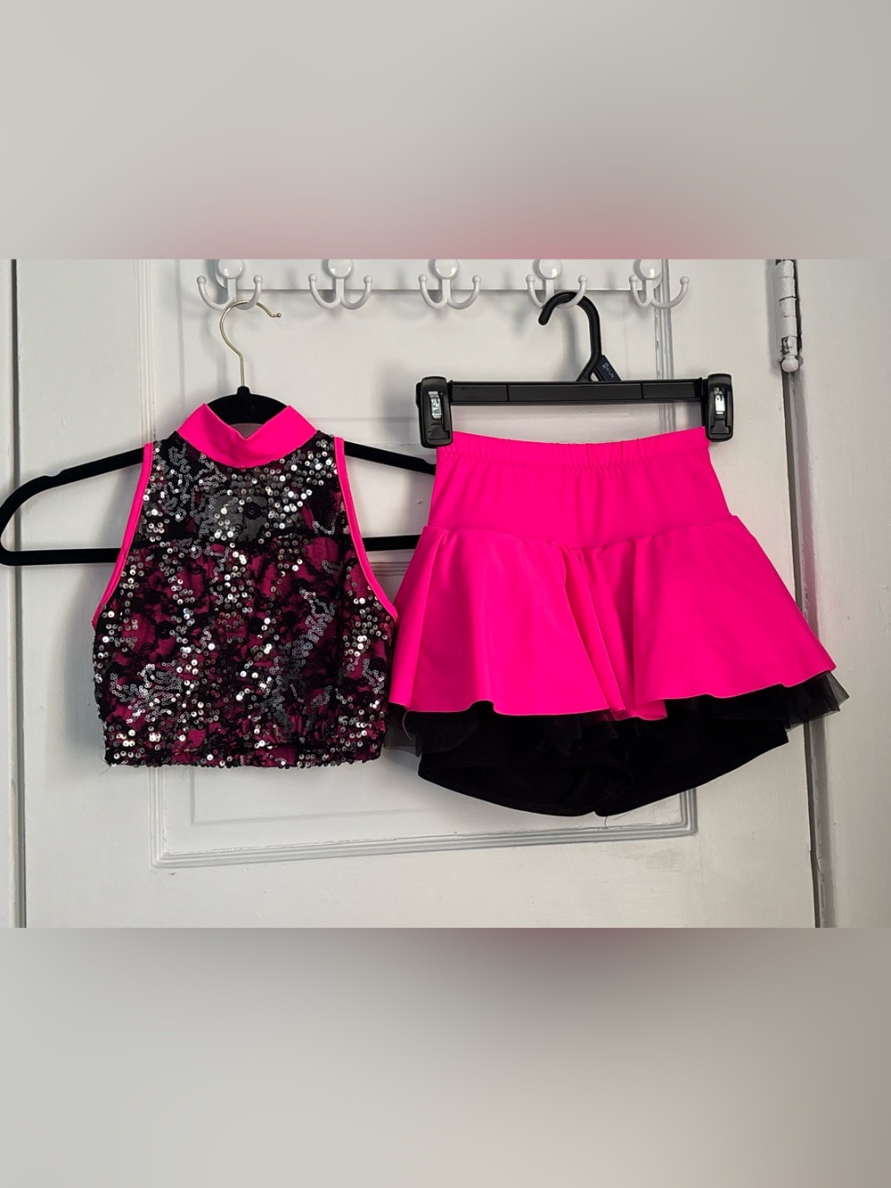 Girls' Hot Pink Sequin 2 piece Dance costume